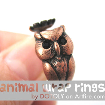 Owl Bird Animal Wrap Around Ring in Copper - Sizes 4 to 8.5 Available | DOTOLY