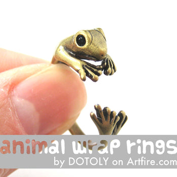 Lizard Gecko Animal Wrap Around Ring in Brass - Size 4 to 9 Available | DOTOLY