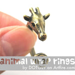 Mother Giraffe Animal Wrap Around Ring in Brass - Sizes 4 to 9 Available | DOTOLY