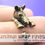 Zebra Horse Animal Wrap Around Ring in Brass - Sizes 4 to 9 Available | DOTOLY
