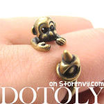 Monkey Animal Wrap Ring with Banana in Brass - Sizes 4 to 9 Available | DOTOLY