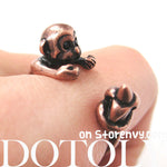 Monkey Animal Wrap Ring with Banana in Copper - Sizes 4 to 9 Available | DOTOLY
