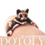 Relaxing Kitty Cat Animal Wrap Around Ring in Copper - Sizes 4 to 9 Available | DOTOLY