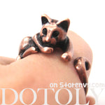 Relaxing Kitty Cat Animal Wrap Around Ring in Copper - Sizes 4 to 9 Available | DOTOLY