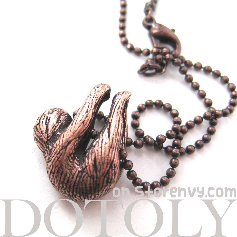 Sloth Baby Animal Pendant Necklace Realistic and Cute in Copper | DOTOLY
