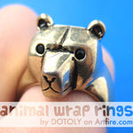 3D Adjustable Polar Bear Animal Wrap Around Hug Ring in Shiny Gold | Animal Jewelry | DOTOLY