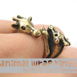 Giraffe Mother and Baby Animal Wrap Around Ring in Brass - Sizes 5 to 9 Available | DOTOLY