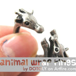 Giraffe Mother and Baby Animal Wrap Around Ring in Silver - Sizes 5 to 9 Available | DOTOLY