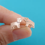 English Bulldog Shaped Stud Earrings with Rhinestones for Dog Lovers in Rose Gold