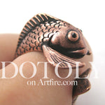 Fish Koi Sea Animal Wrap Around Ring in Copper - Sizes 4 to 9 Available | DOTOLY