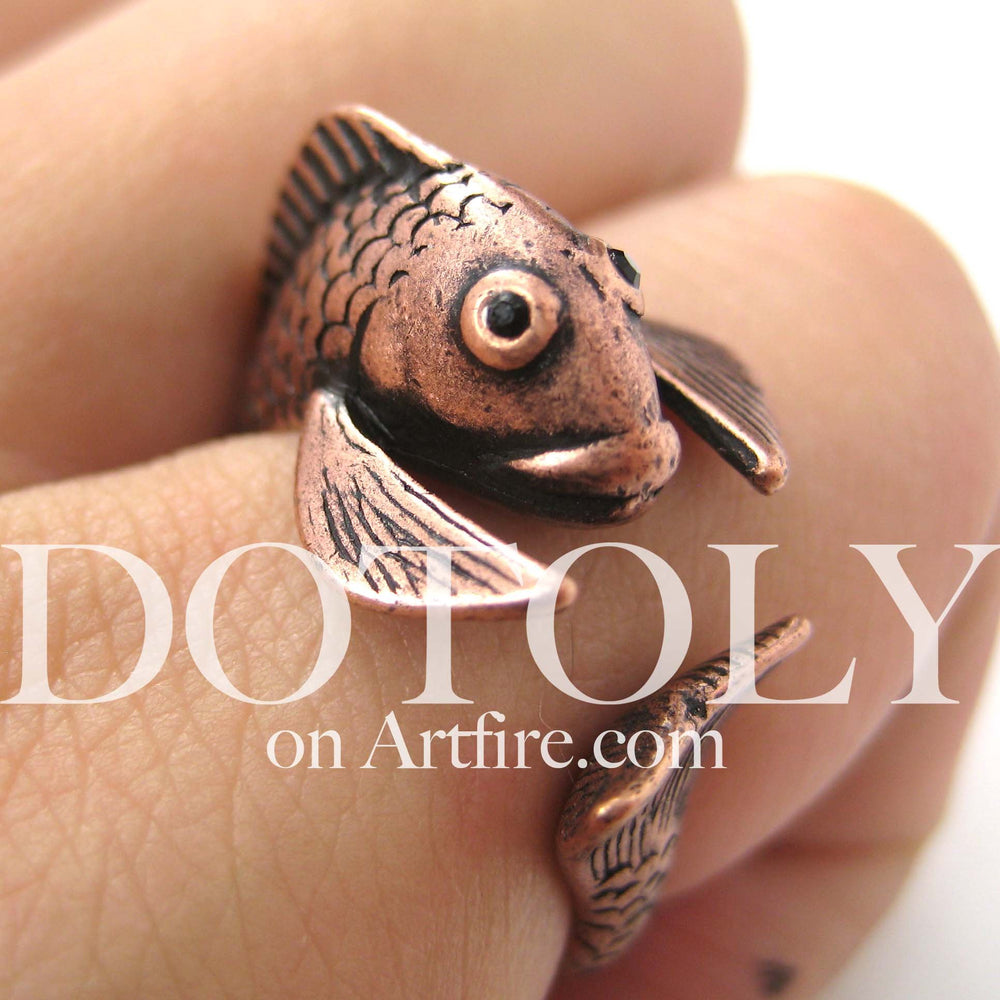 Fish Koi Sea Animal Wrap Around Ring in Copper - Sizes 4 to 9 Available | DOTOLY