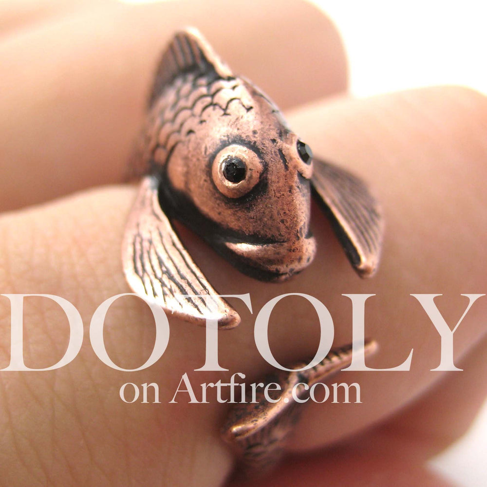 Fish Koi Sea Animal Wrap Around Ring in Copper - Sizes 4 to 9 Available | DOTOLY