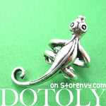 Iguana Chameleon Lizard Realistic Animal Wrap Small Ear Cuff in Silver | DOTOLY