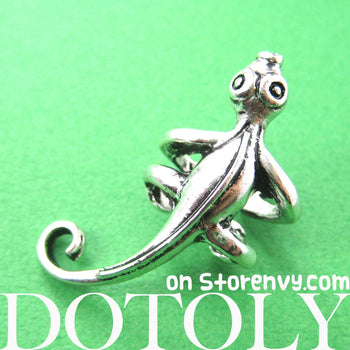 Iguana Chameleon Lizard Realistic Animal Wrap Small Ear Cuff in Silver | DOTOLY