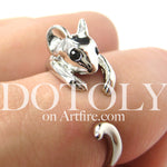Mouse Animal Wrap Around Ring in Shiny Silver - Sizes 4 to 9 Available | DOTOLY
