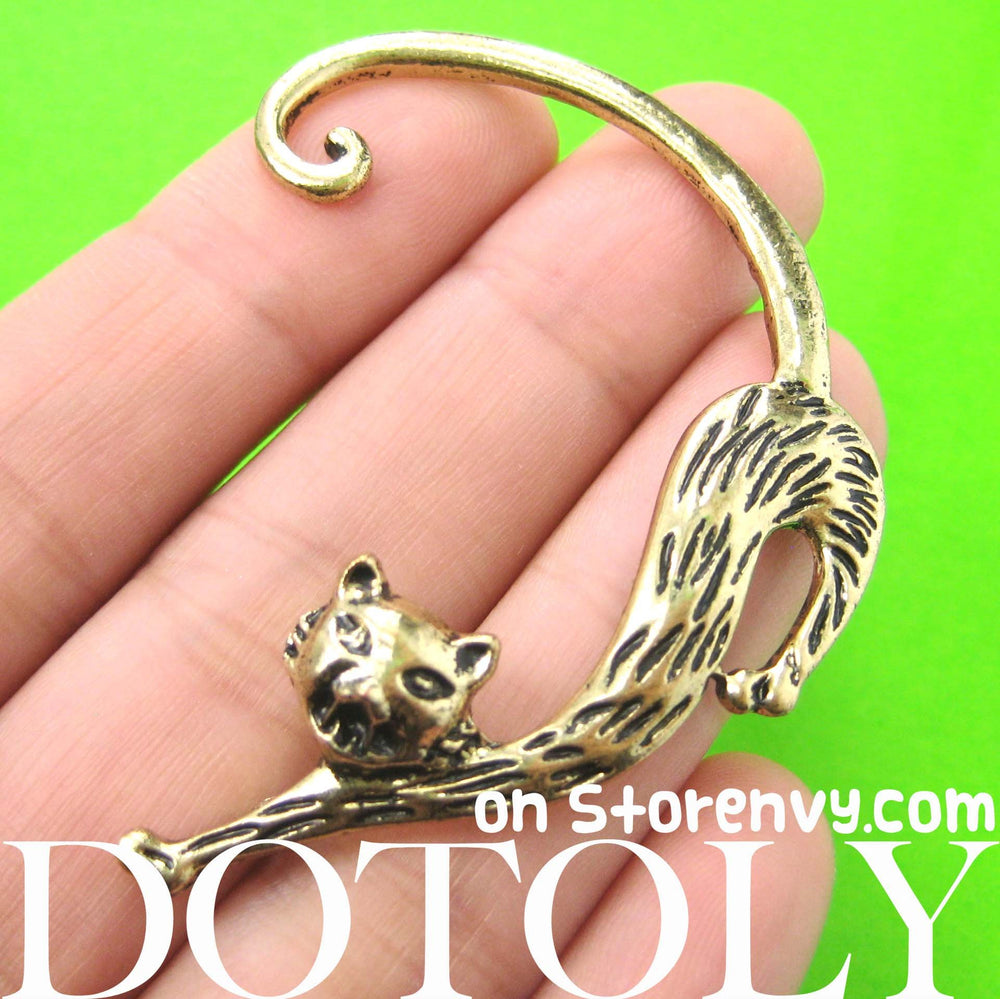 Kitty Cat Animal Wrap Ear Cuff in Brass | DOTOLY | DOTOLY