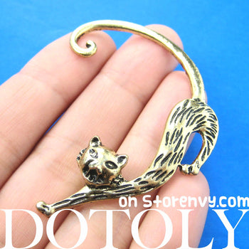 Kitty Cat Animal Wrap Ear Cuff in Brass | DOTOLY | DOTOLY