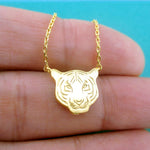 Bengal Siberian Tiger Face Shaped Animal Themed Pendant Necklace