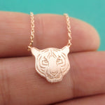 Bengal Siberian Tiger Face Shaped Animal Themed Pendant Necklace