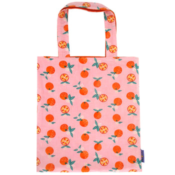 Pretty Orange Pink Clementine Fruity Print Reversible Tote Bags for Women