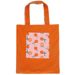 Pretty Orange Pink Clementine Fruity Print Reversible Tote Bags for Women