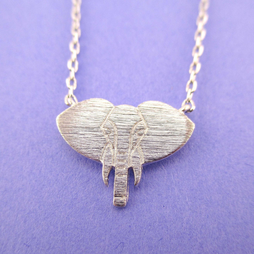 Minimal Elephant Face Shaped Charm Necklace in Silver | Animal Jewelry | DOTOLY