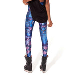 Owl Birds and Floral Animal Digital Print Comfy Stretch Leggings for Women in Blue | DOTOLY