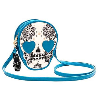 Skeleton Skull with Heart Shaped Eyes Shaped Cross Body Shoulder Bag | DOTOLY