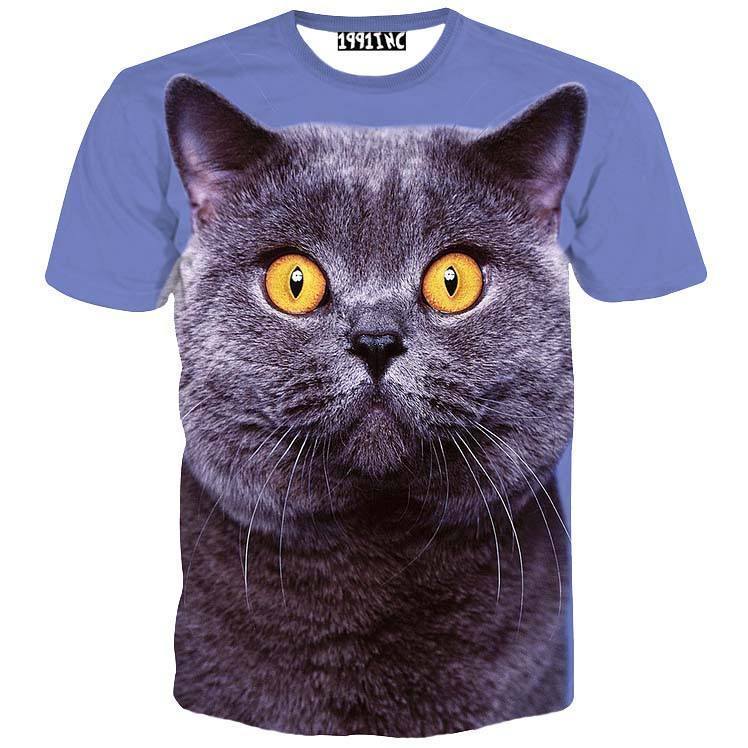 Grey British Shorthair Kitty Cat Print Graphic Tee T-Shirt for Women | DOTOLY