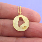 USA Home State IL TX DE LA CA AK ME NV OK NC Round Dye Cut Necklace