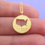 USA Home State IL TX DE LA CA AK ME NV OK NC Round Dye Cut Necklace