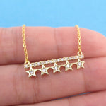 A Row of Stars Constellation Bar Shaped Rhinestone Pendant Necklace in Gold