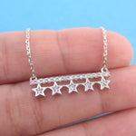 A Row of Stars Constellation Bar Shaped Rhinestone Pendant Necklace in Silver