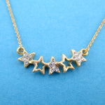 Row of Stars Constellation Outline Shaped Rhinestone Pendant Necklace