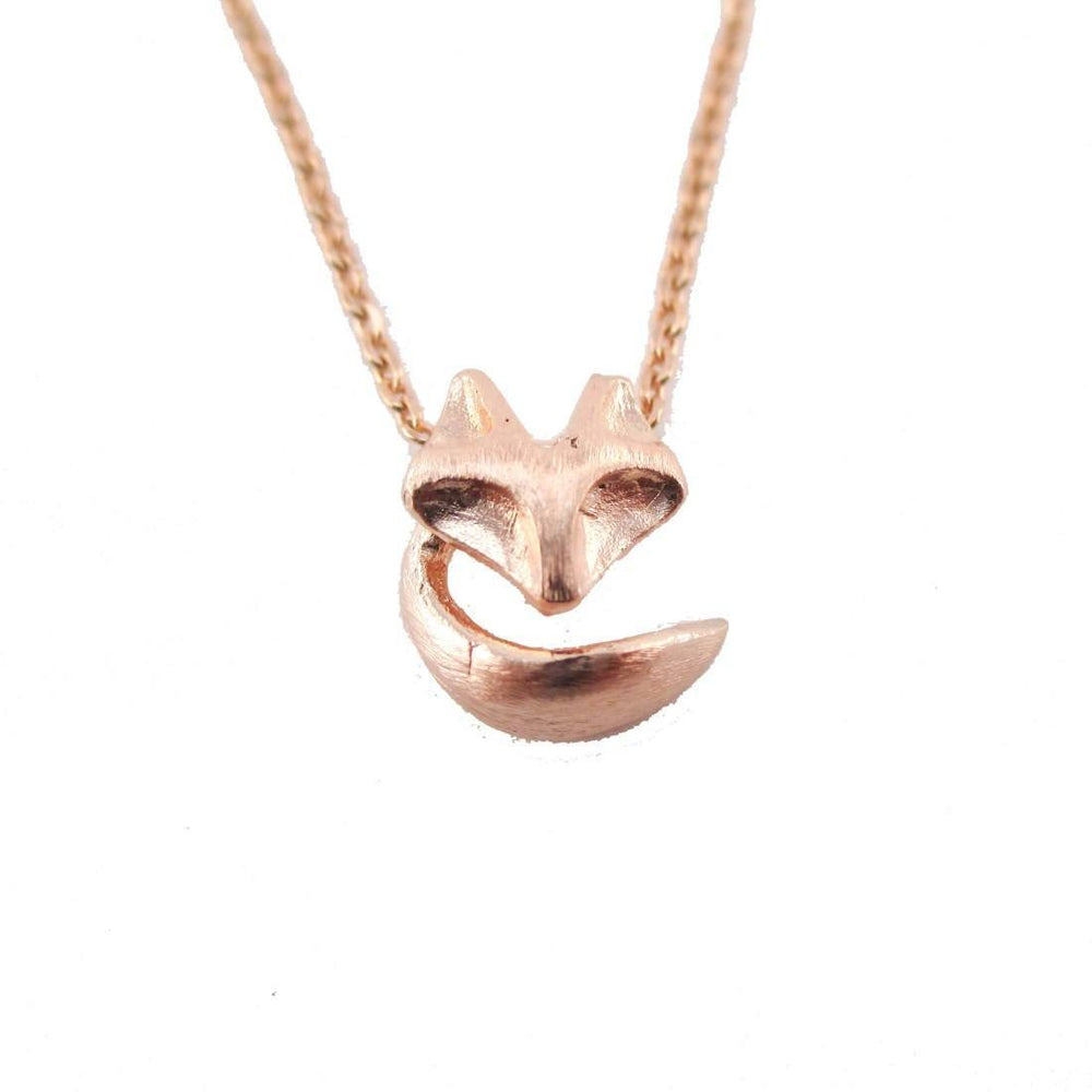 Abstract Baby Fox Shaped Charm Necklace in Rose Gold | Animal Jewelry | DOTOLY