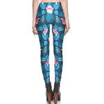 Abstract Botanical Print Leaves and Floral Legging Pants in Blue | DOTOLY
