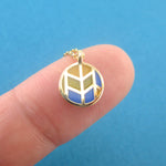 Abstract Diamond Geometric Shaped Enamel Pendant Necklace