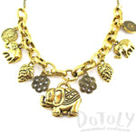 Abstract Elephant and Coins Shaped Charm Necklace in Gold | Animal Jewelry | DOTOLY