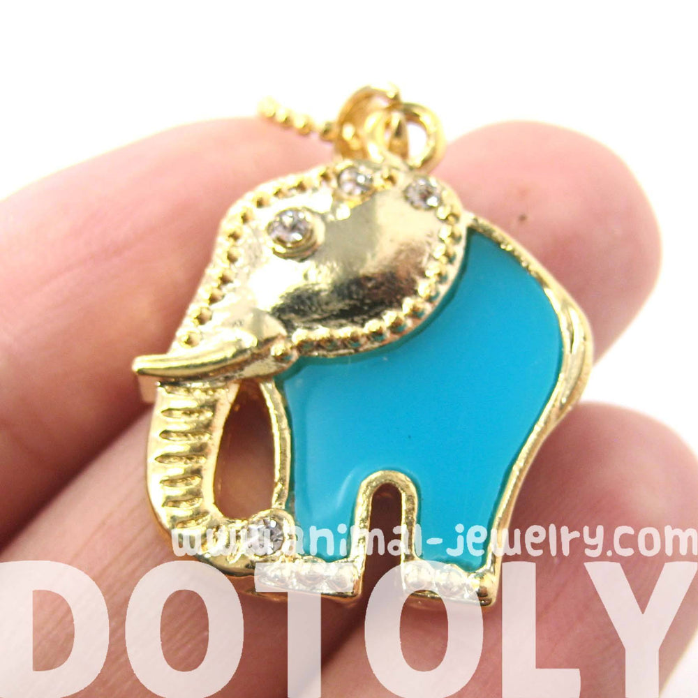 Abstract Elephant Animal Pendant Necklace in Gold and Turquoise | DOTOLY | DOTOLY