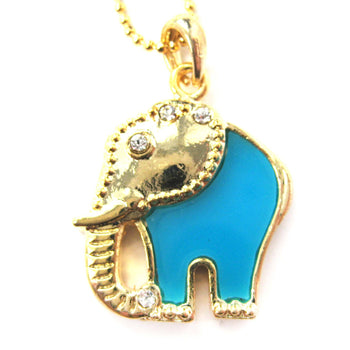 Abstract Elephant Animal Pendant Necklace in Gold and Turquoise | DOTOLY | DOTOLY