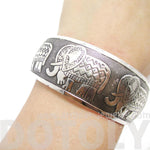 Abstract Elephant Shaped Bangle Cuff Bracelet in Silver | Animal Jewelry | DOTOLY