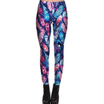 Abstract Feather Digital Print Legging Pants in Pink Blue and Purple | DOTOLY