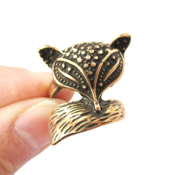 Abstract Fox Face Shaped Animal Wrap Around Ring in Bronze | US Size 5 Only | DOTOLY