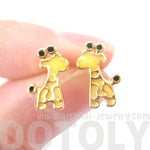 Abstract Giraffe Shaped Animal Themed Stud Earrings in Yellow | DOTOLY | DOTOLY