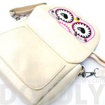 Abstract Owl Shaped Animal Themed Cross body Shoulder Bag for Women in Cream | DOTOLY