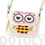 Abstract Owl Shaped Animal Themed Cross body Shoulder Bag for Women in Cream | DOTOLY