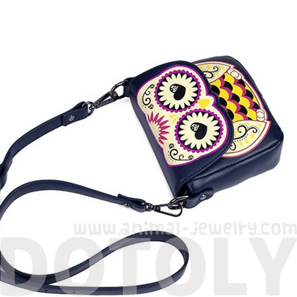 Abstract Owl Shaped Animal Themed Cross body Shoulder Bag for Women in Navy | DOTOLY