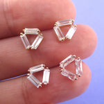 Abstract Triangular Rhinestone Stud Earrings in Gold or Rose Gold