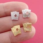 Ace of Spades and Clubs Poker Playing Cards Shaped Stud Earrings