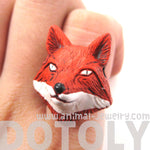 Adjustable Fox Head Shaped Handmade Porcelain Ceramic Animal Ring | DOTOLY | DOTOLY